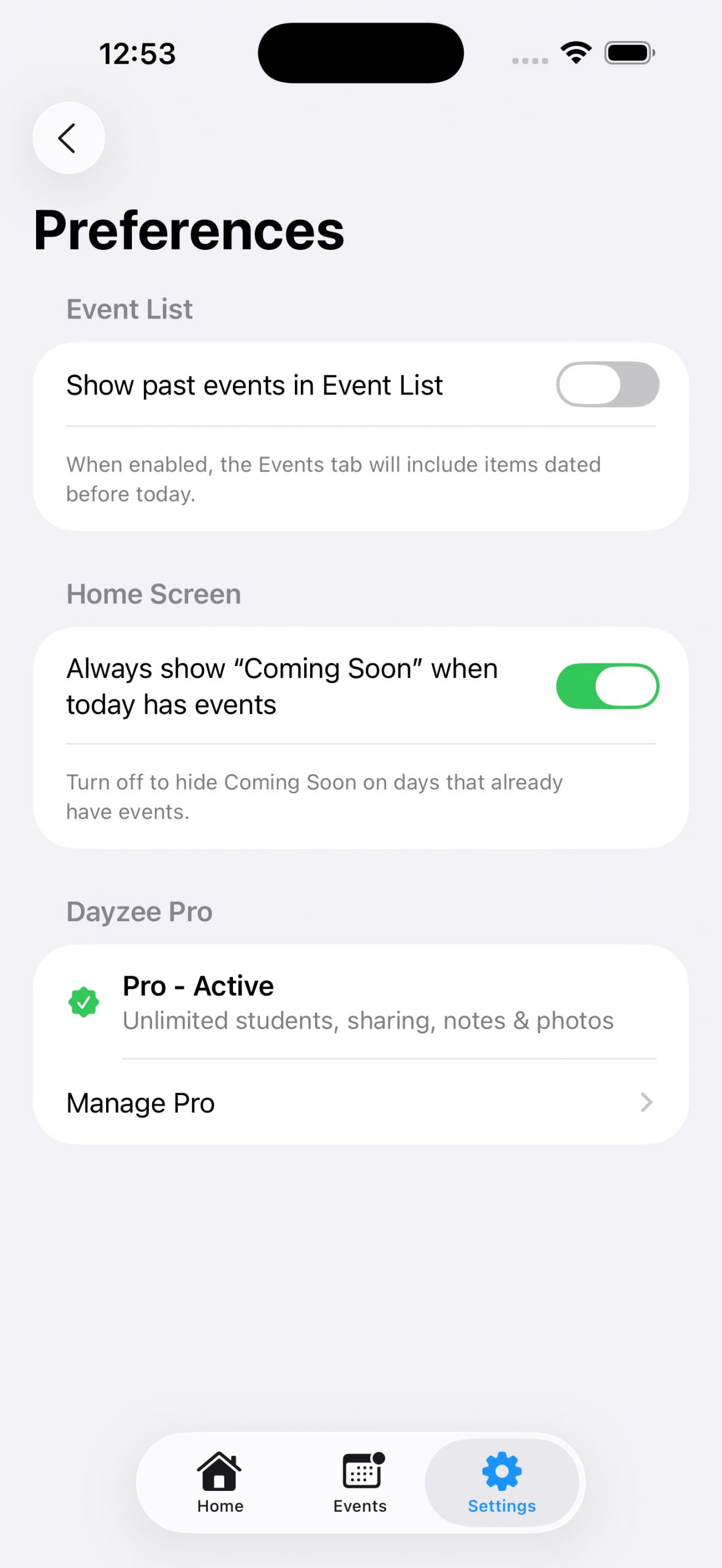 Preferences view screenshot